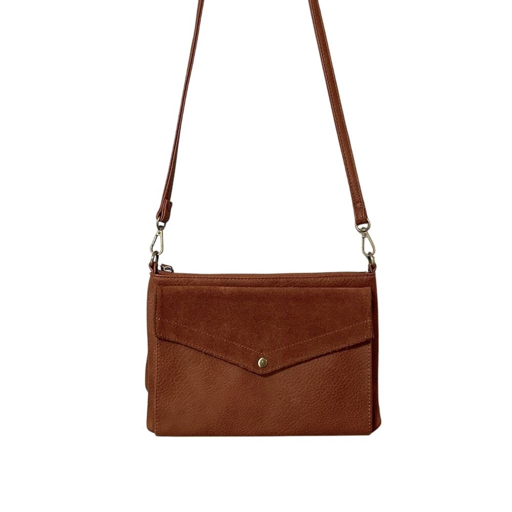 Street Level Brown Faux Leather Crossbody Handbag Purse